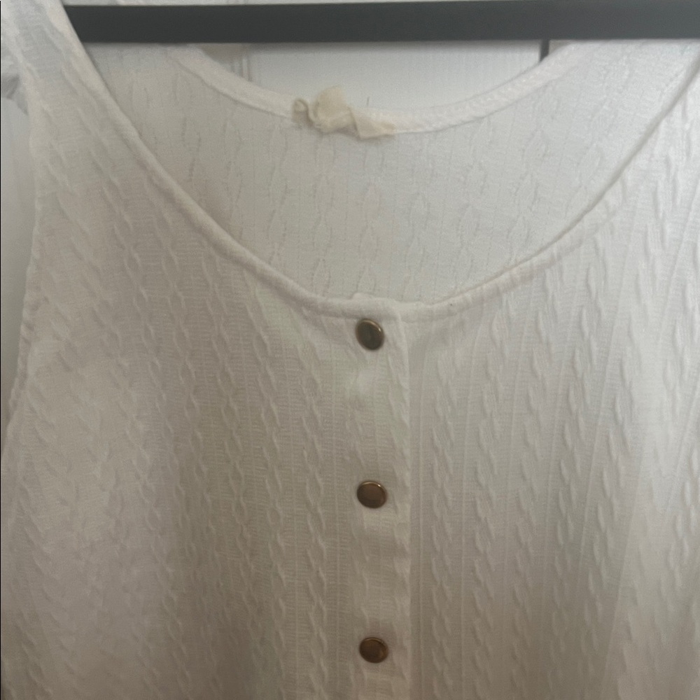 White Ruffled-Strap Button Front Tank Top - Picture 4 of 4